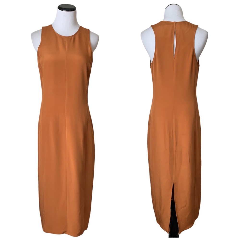 Jenni Kayne persimmon sleeveless silk midi dress